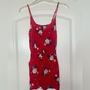 H&M “Divided” Romper. Size 4. Red w/ floral print